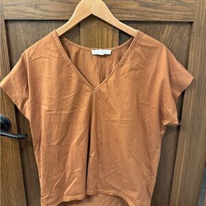 Casual V-Neck Tan Top